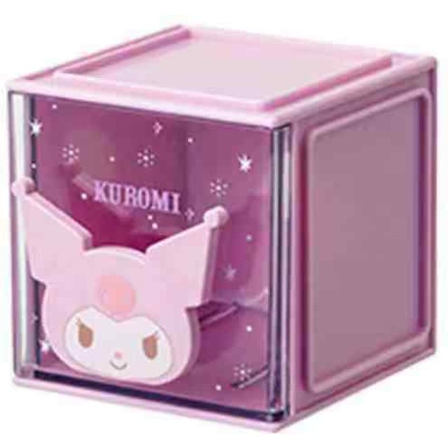 Sanrio Little Twin Stars My Melody Storage Box Lattice Portable Ear Jewelry Dustproof Makeup Storage Shelf Box