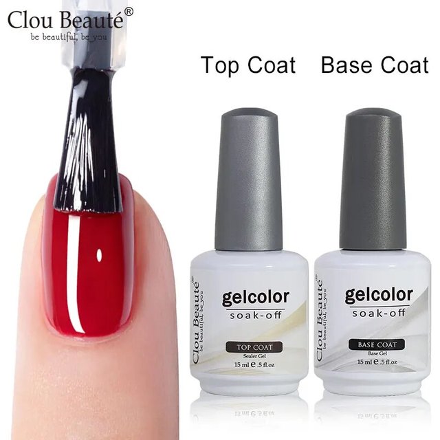 Clou Beaute No Wipe Top Coat Base Coat UV Gel Nail Art Tips Manicure Gel Nail Polish Color Gel Polish