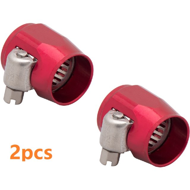 2pcs Hose Clamp AN4 AN6 AN8 AN10 End Fuel Pipe Clip Oil Water Tube Hose Fittings Finisher Clamps Hex Finishers RED BLUE BLACK
