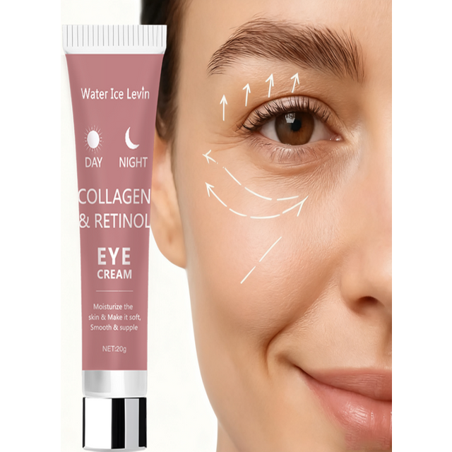 Collagen Retinol Eye Cream. Day Night Formula. Moisturizes Hydrates Deeply. Smooths Firms Eye Area. Soft Supple Skin. 20g.