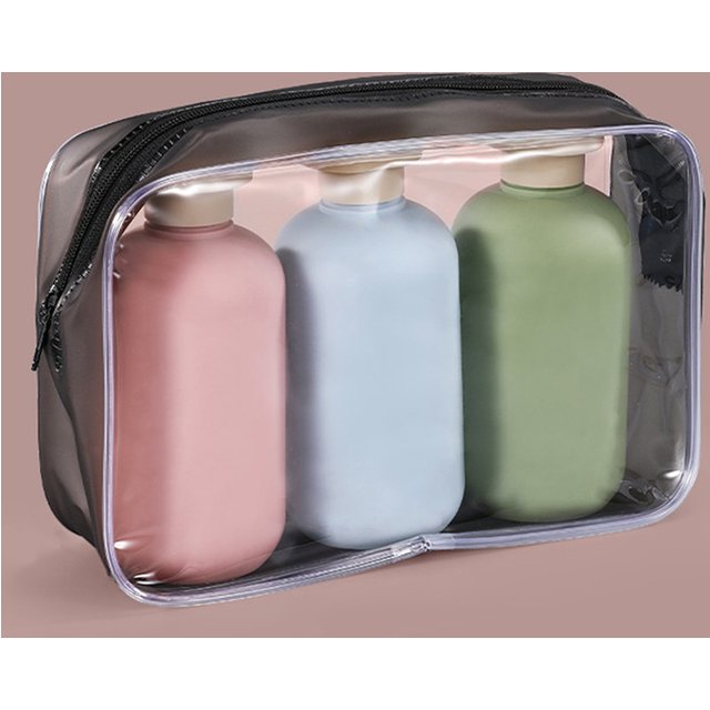 1 set Plastic Travel Shampoo Bottles Clear Blue Shampoo Lotion Shower Gel Foam Pump Bottles