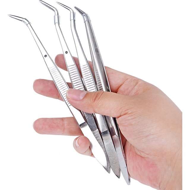 1pc Stainless Steel Dental Tweezers With Positioning Surgical Serrated Curved Tweezer Pincer Forcep Oral Care Dentist Lab Tools