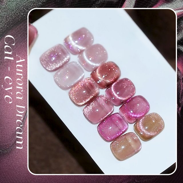 Kaniu 12ml Pink Cat Eye Gel Nail Polish Crystal Magnetic Gel Semi-permanent Soak Off UV Varnish Nail Art Salon Manicure