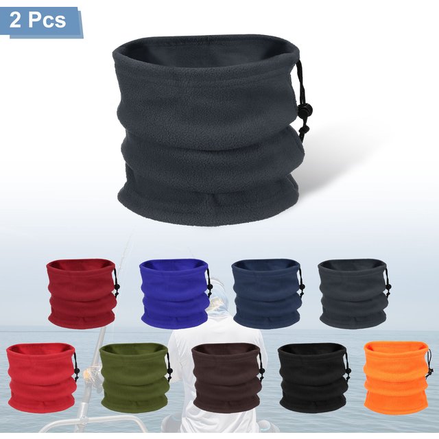 2pcs Polar Fleece Neck Tube Ear Warmer Fishing Skating Running Sport Scarf Face Mask Single/Double Layer Camping Hiking