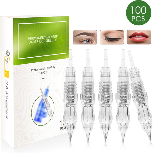 BMX 100Pcs Tattoo Needles Cartridge for Permanent Makeup Machine Professional Screw Needles micropigmentação Tattoo 1R/2/3/5/7RL