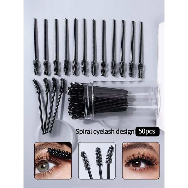 50PCS eyelash comb and eyebrow brush set - convenient for applying mascara and extending eyelashes, portable makeup tool