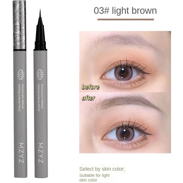 2PCS Long Lasting Sweatproof Ultra Thin Head Liquid Eyebrow Pencil Eyebrow Enhancers Eyebrow Brush Fine EyeLiner Pen