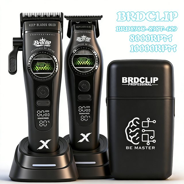 Shaver 10000RPM Barber Professional BRDCLIPR 6000RPM-8000RPM Hair Clipper Outer-Rotor Brushless Motor Detachable Blade Trimmer