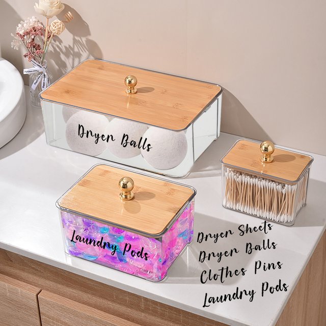 Boîte de rangement pour buanderie, boules de séchage vides, feuilles de séchage, Boost des parfums, dosettes de lessive, boîte de rangement avec couvercle