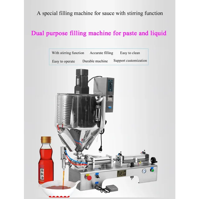 PBOBP Pneumatic Bottle Sauce Cosmetic Cream Piston Filler Peanut Butter Tomato Semi-automatic Liquid Paste Filling Machine