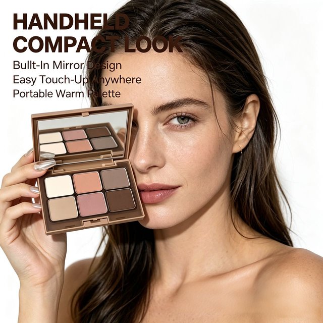 Herorange 6-Shade Eyeshadow Palette, Warm Neutral Hues, Smooth Blendable Powder, Non-Caking, Create Day-To-Night Eye Looks