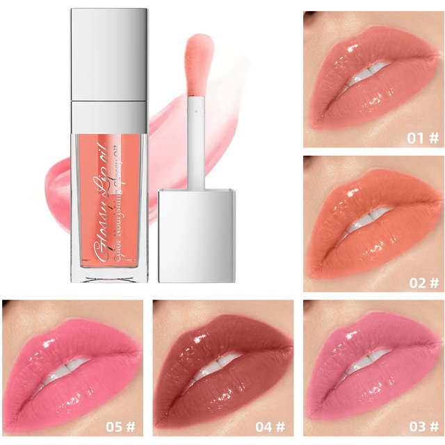Hellokiss Lip Oil Moisturizing Mirror Water Glitter Lip Gloss - Lip Glow Oil Makeup for Smooth Shiny Kissable Lips