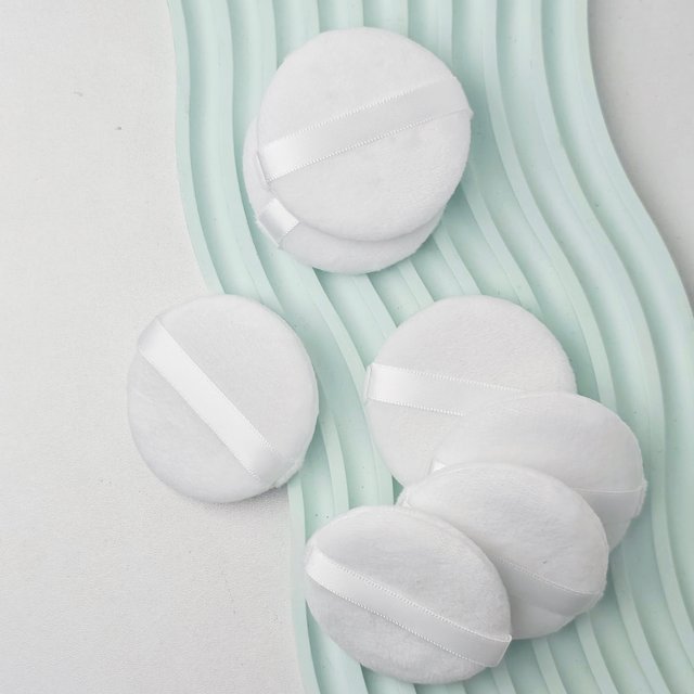 7PCS Portable and Practical High-grade White round Powder Puff for Base and Fixing Makeup