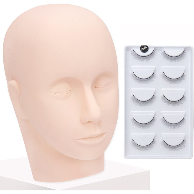 Eyelash Extension Training Head & Lashes Pack Makeup Practice Model Fake Mannequin Head Practicing Lashes Extensions Supplies