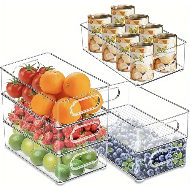 Plastic Crisper Transparent Box Refrigerator Crisper Storage Box Cosmetic Storage Kitchen Acrylic Desktop Storage Organizer Box