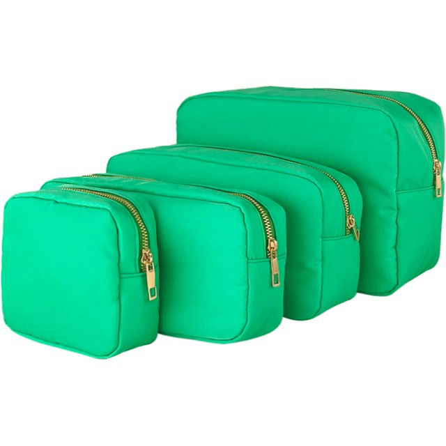 Custom Nylon Travel Cosmetic Pouch Solid Color Zipper Organizer Toiletry Bag Personalized DIY Make Up Pouch Bag for women Girl