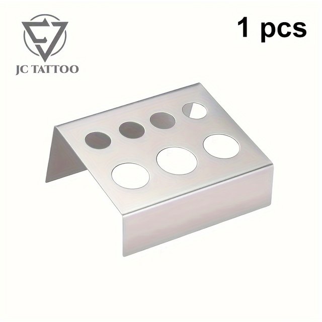 1pc 7 Holes Silver Container Stand Tattoo Pigment Accessories Stainless Steel Supplies Glass Cup Holder for Permanent Makeup Use