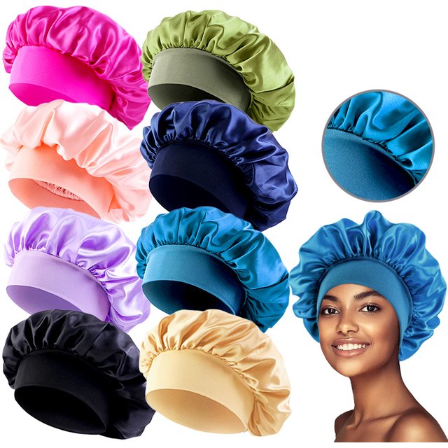 Bonnet de Nuit en Satin à Bords Larges pour Femme, Unisexe, Bande artificiel astique, Soins Capillaires, Nouvelle Collection