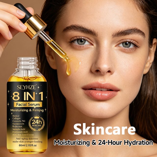 SEYHZE 8in1 Hydrating Essence Set 3pcs Skin Care - Niacinamide Collagen Ceramides Aloe & Snow Grass Extracts Brightening & Firmi
