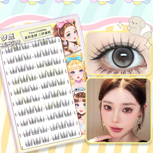10 Rows Glue-free Manga False Eyelashes Korean Women's Group Lashes Natural Wispy Eyelash Extension Single Clusters Makeup Tools