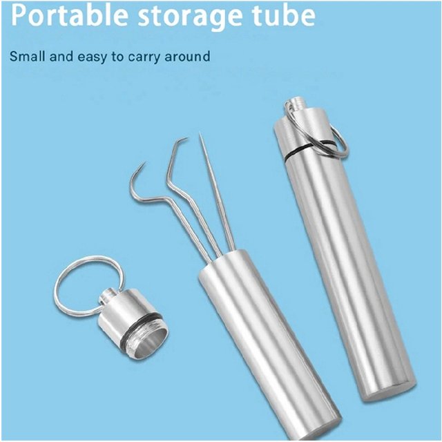 Flossing Metal Toothpicks Set Reusable Toothpicks Teeth Cleaner Metal Oral Care Cleaning Tools,A