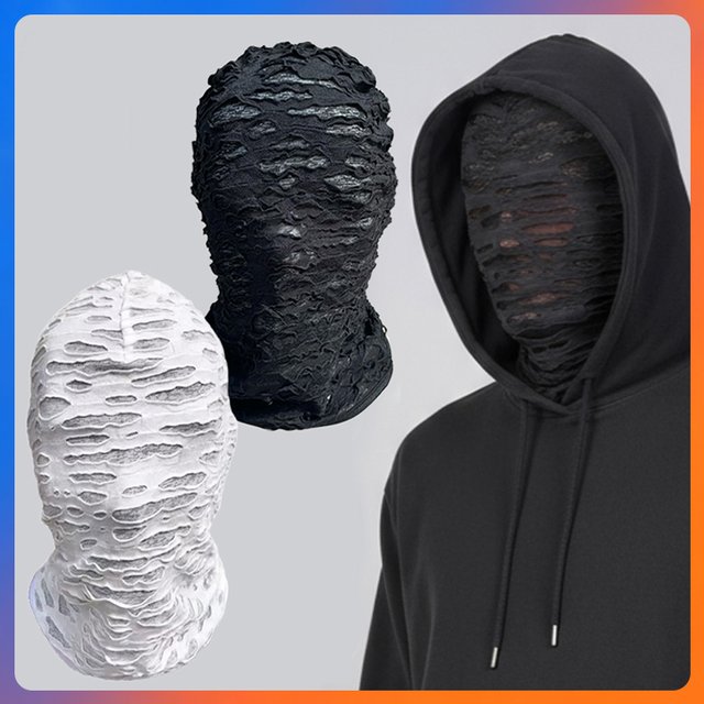 Gothic Punk Distressed Ripped Face Mask Ftxo - Comfort Fit Windproof for Skiing Cycling Halloween Street Style