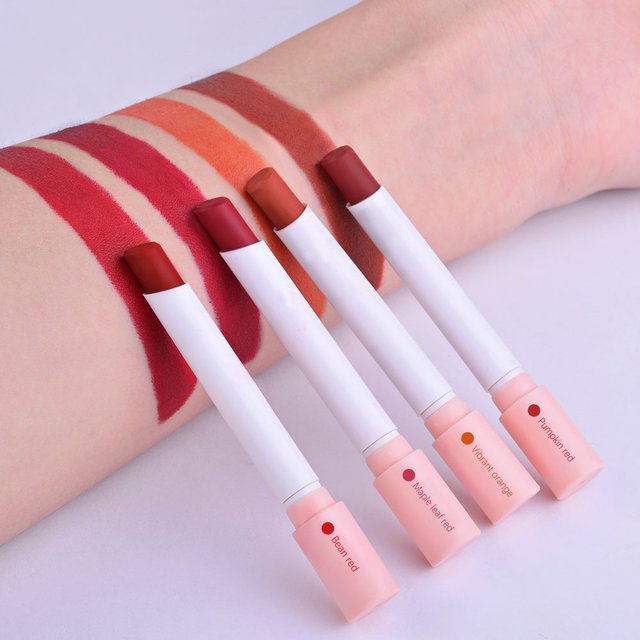 4 Colors/Set Makeup Lipstick Cosmetics Lipstick Set Lip Tint Lip Gloss Waterproof Matte Long Lasting Make Up Pomade Red Orange