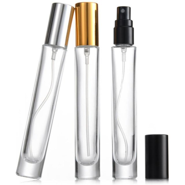 Bouteilles d'huile de parfum rondes et épaisses en verre transparent, atomiseur de pulvérisation, flacon d'échantillon vide, flacon pulvérisateur rechargeable de haute qualité, 3x10x10ML