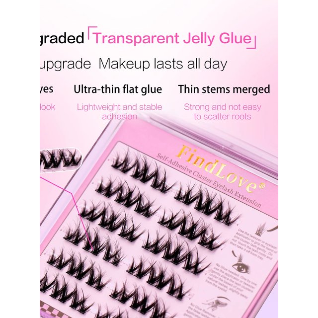 36 Clusters No Glue Need Segment Eyelashes Extension 5D Sweet Doll Eye Thick And Long Style Easy Wear For Girls Eye-makeup Reuse