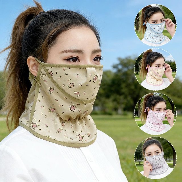 Sun Protection Face Mask for women Breathable Ice Silk Cooling Neck Cover Outdoor Cycling Hiking UV Sunscreen