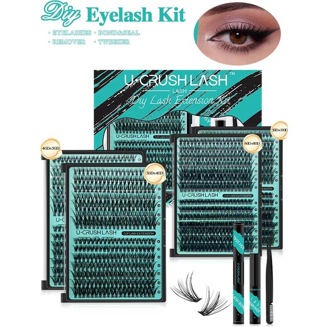 DIY Lashes Extension Kit 3040D 8-16mm Lash Clusters False Eyelashes and Eyelashes Makeup Tools Bond and Seal & Remover