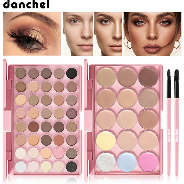 Blush Palette Eyeshadow Palette 2Pcs Makeup Brushes Beginner Full Face All In One Makeup Set Face Cosmetic Kit