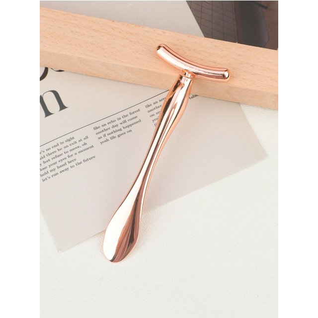 1 Pcs Metal T‑shape Eye Cream Massager Wand Rose Gold Facial Spatula Anti‑Aging Skin Care Cosmetic Applicator Tool