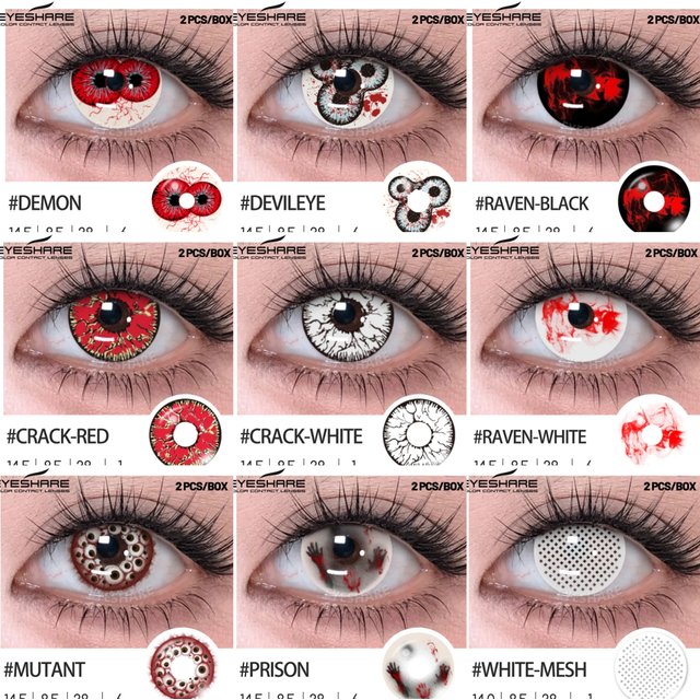 EYESHARE Crzy Halloween Color Contact Lenses Crazy Red Anime Cosplay Contact Lenses for Role Play Party Cosmetic Holidays