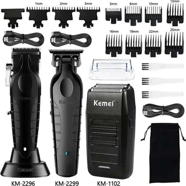 Kemei Hair Clipper Kit KM-2296 KM-2299 KM-1102 Men's Electric Hair Trimmer Machine Professional Hair Cutting Machine for men