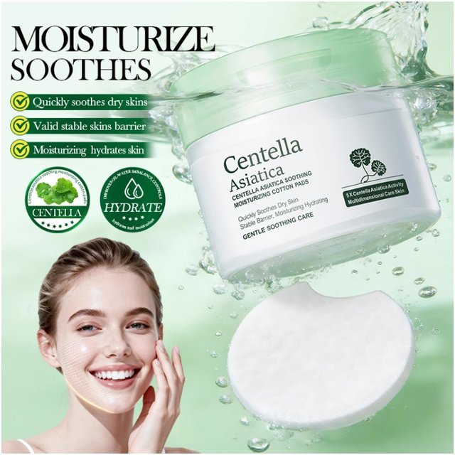 Centella Asiatica Soothing Moisturizing Pads, Hydrating Calming Face Wipes for Even Skin Tone, Softens Skin Cleansing Skincare