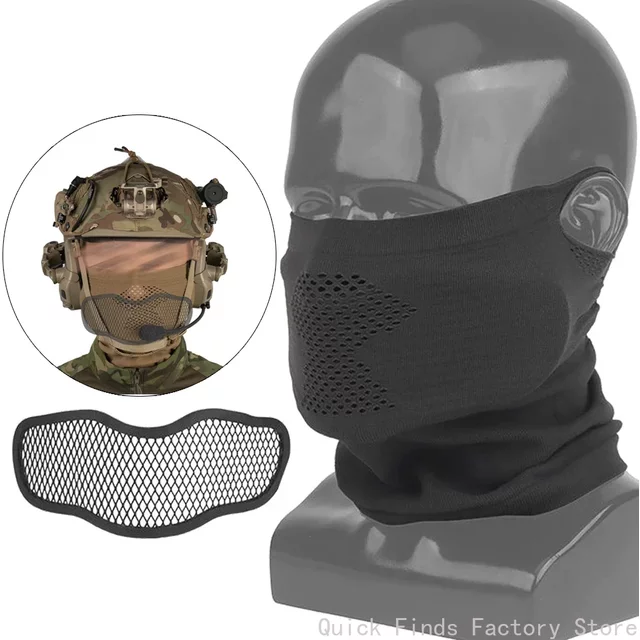 Tactical Protective Steel Mesh Half Face Mask Breathable Knit Neck Gaiter for Wargame Shooting Outdoor Motorcycle Cycling Gear