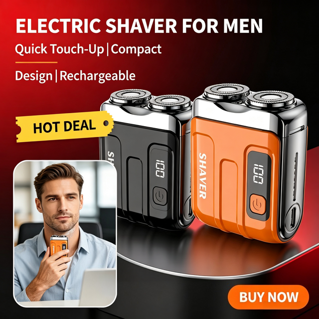 Portable Mini Electric Shaver for men, USB Rechargeable Pocket Travel Shaver with Digital Display for Business Trip Daily Use