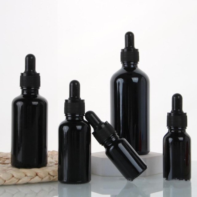 Flcopropriété compte-gouttes en verre noir, huile essentielle HI pour parfum, contenant de maquillage, pipent AfricDripper, quotidien, illable HI, 5-100ml