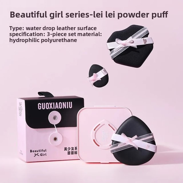 GUOXIAONIU 3pcs/set Pink Bowknot Powder Puff for Foundation & Concealer Dry and Wet Air Cushion Makeup Pads Cosmetic Puff
