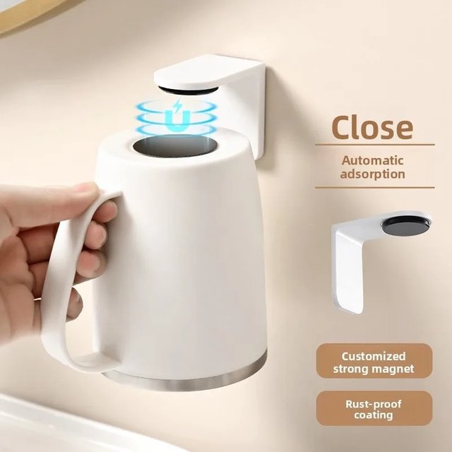 304 Stainless Steel Magnetic Wall Mounted Mouthwash cup With Handle, Toothbrush Holder, Wall Mounted Toothbrush cup