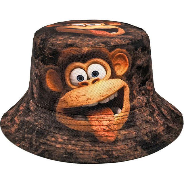 Cute Animal Funny Monkey Print Bucket Hat Unisex Summer Outdoor Sunscreen Fisherman Hat Beach Travel Sun Hat Women Men Panama