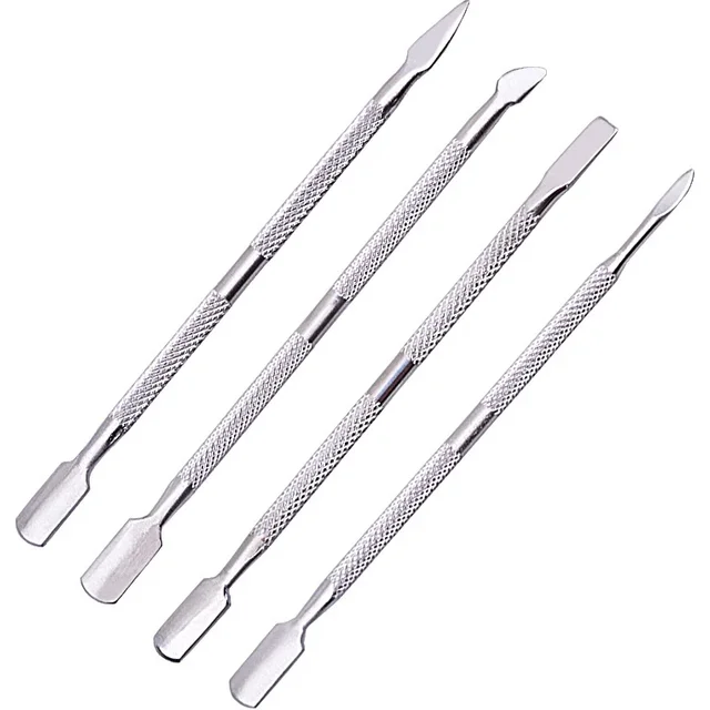 4 Pcs/Set Steel Double-Ended Cuticle Pusher Manicure Tool for Dead Skin Removal Nail Care Art Cleaner All-in-One Manicure Set