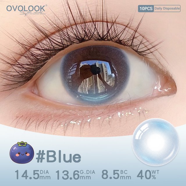 OVOLOOK - Daily 10pcs Colored Contacts Gradient Crystal Blue 14.5mm Wide Diamete Eye Lenses Exotic Mixed Makeup