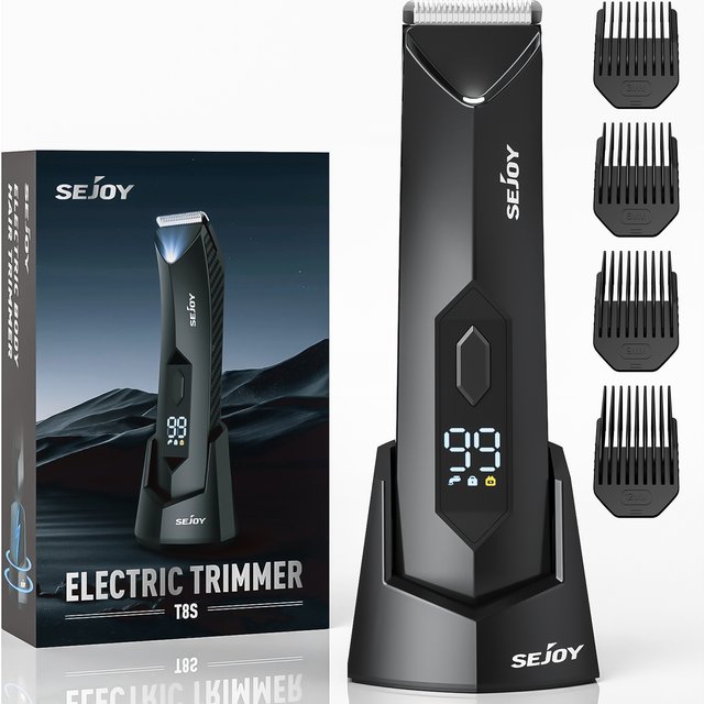 Sejoy T8S Electric Groin Hair Trimmer for men,Rechargeable Body Groomer & Pubic Waterproof Body Hair Clippers