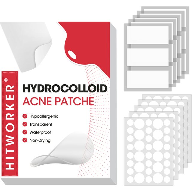 195pcs Hydrocolloid Pimple Patches Clear Waterproof Blemish Spot Covers Mixed Sizes for Face Skin Care