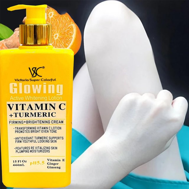 Natural Vitamin C Turmeric Brightening Body Lotion, Reduce Blemish, Acne, Smooth ,Glowing & Hydration Cream, For All Skin Types