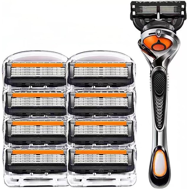 5-Layer Replaceable Safety Blades, Men's Manual Razor, Stainless Steel Blades, Suitable for Daily Facial Cleaning and Care