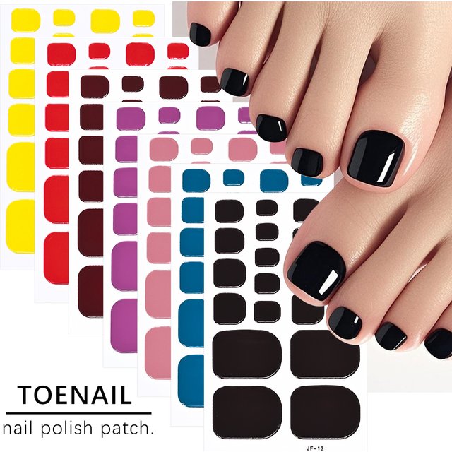 22tips Baking Free Toe Nail Sticker Wraps Solid Color Full Cover Toenail Polish Strips Summer Self Adhesive DIY Foot Decals