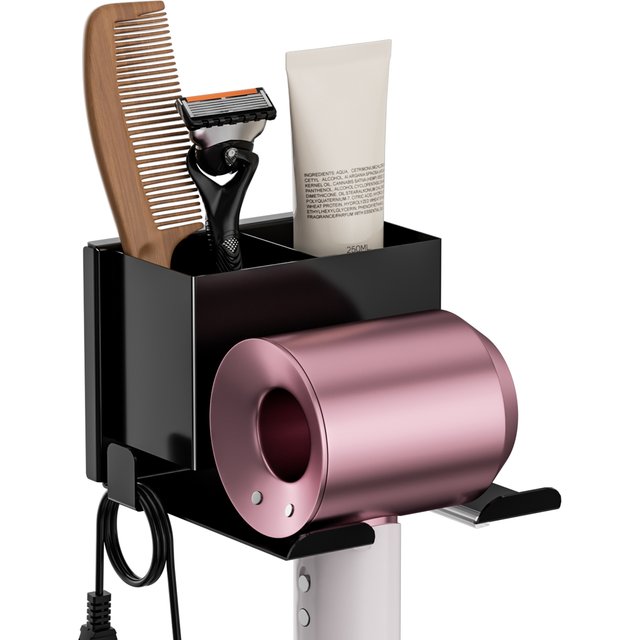 Wall Mounted Hair Dryer Holder Stand Space-Saving Bathroom Vanity Storage Organizer for Blow Dryer And Straightener Cradle